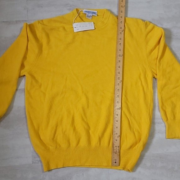 Vintage Pronto-Uomo Italian Mens Yellow Lambswool Knit Crew Neck Sweater Medium - Picture 6 of 9